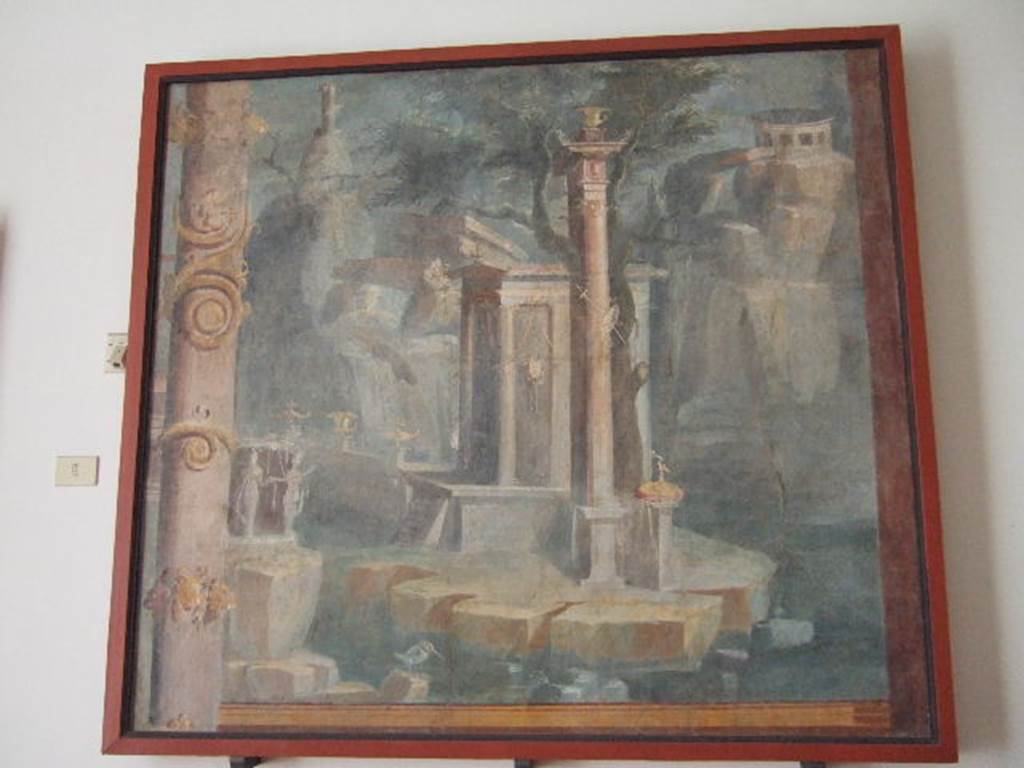 VIII.7.28 Pompeii. Painted panel found on the right of the north wall of the Ekklesiasterion. 
Now in Naples Archaeological Museum. Inventory number 8574.

