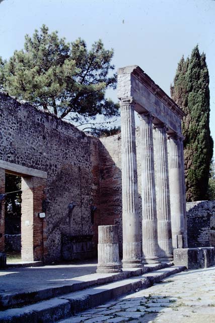 VIII.7.30 Pompeii. 1968.  Columns at entrance of Triangular Forum. Photo by Stanley A. Jashemski.
Source: The Wilhelmina and Stanley A. Jashemski archive in the University of Maryland Library, Special Collections (See collection page) and made available under the Creative Commons Attribution-Non Commercial License v.4. See Licence and use details.
J68f1173

