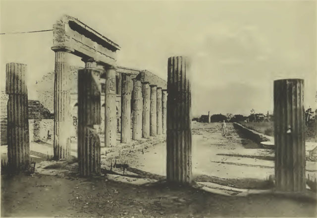 VIII.7.30 Pompeii. Triangular Forum c.1880 looking south with Theatre in the background, on the left.