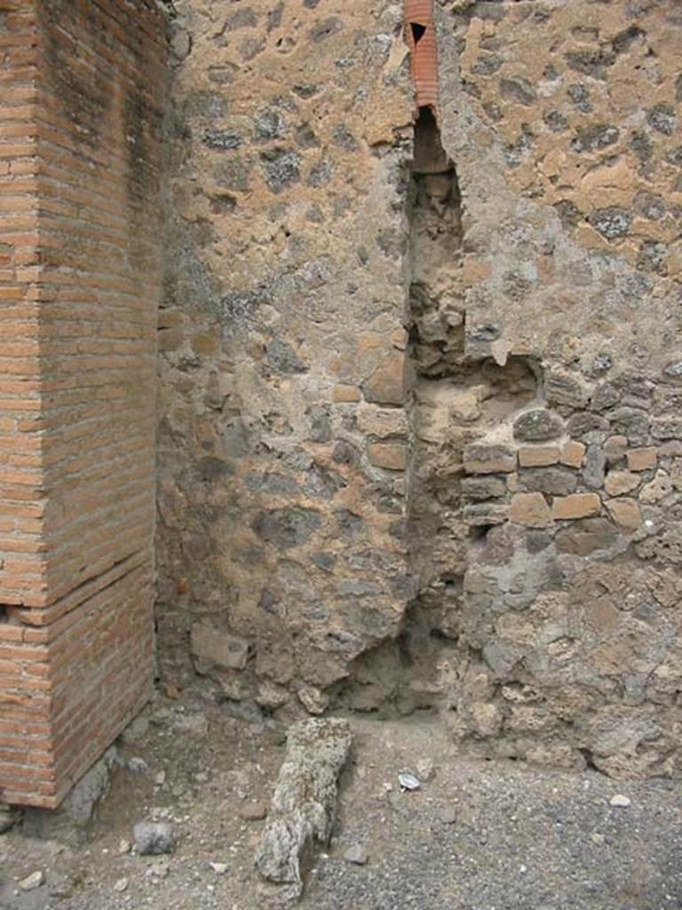 IX.1.6 Pompeii. May 2003. Site of latrine, under stairs to upper floor, on north side of entrance. Photo courtesy of Nicolas Monteix.


