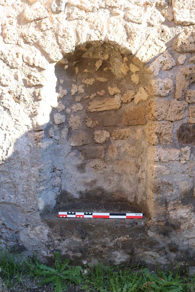 IX.1.11 Pompeii. December 2018. Detail of niche recess. Photo courtesy of Aude Durand.