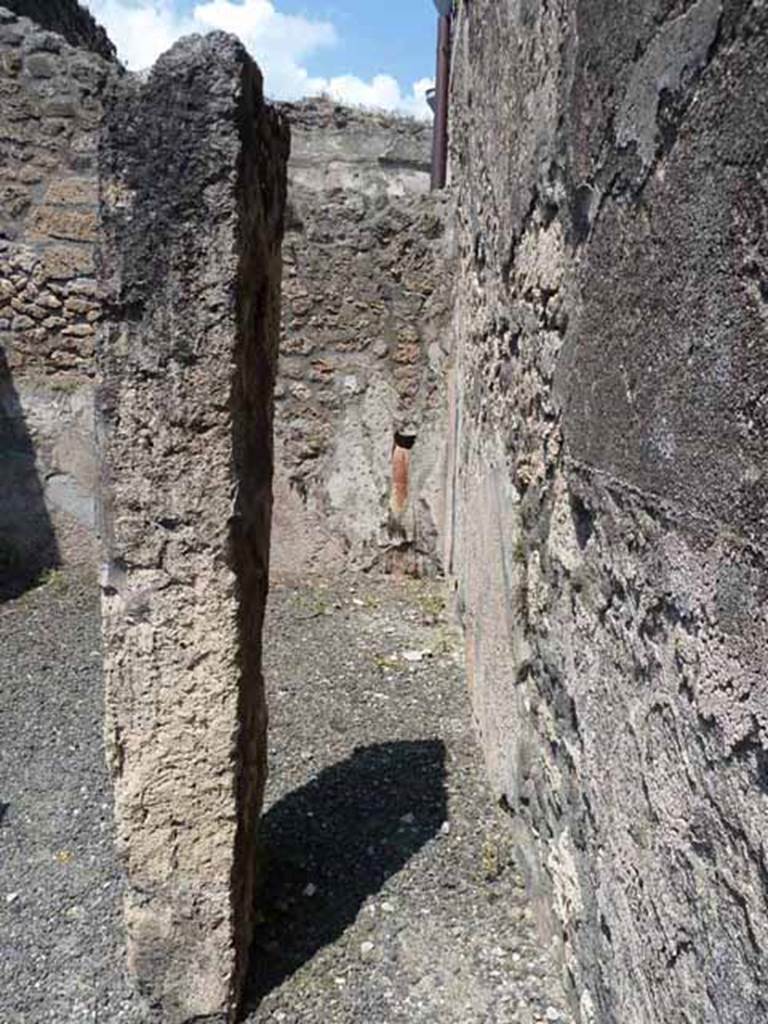 IX.1.24 Pompeii. May 2010. Site of steps to upper floor, in north-east corner.
