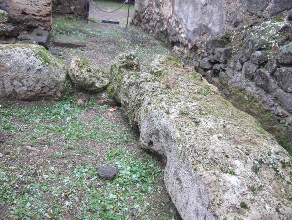 IX.2.1 Pompeii. December 2018. 
Looking north-west from interior towards Via Stabiana, on left, junction with unnamed vicolo (Via degli Augustali), on right.
Photo courtesy of Aude Durand.
