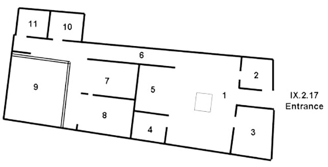 IX.2.17 Pompeii. House of Q. Bri(u)ttius Balbus?
Room Plan