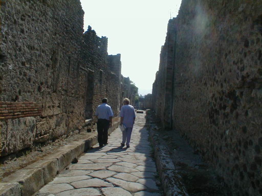 IX.7 Pompeii. May 2005.    Vicolo di Tesmo looking south.             IX.2.19              