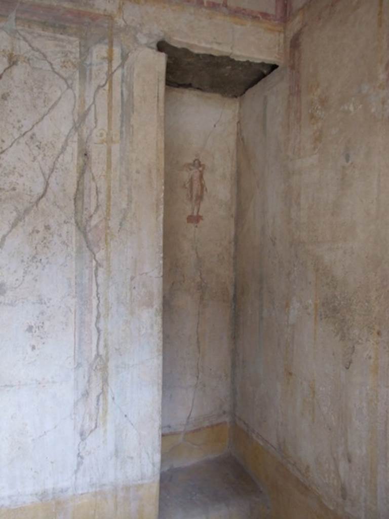IX.3.5 Pompeii. May 2015. Room 4, painted figure in recess in east side of north wall.  
Photo courtesy of Buzz Ferebee.
