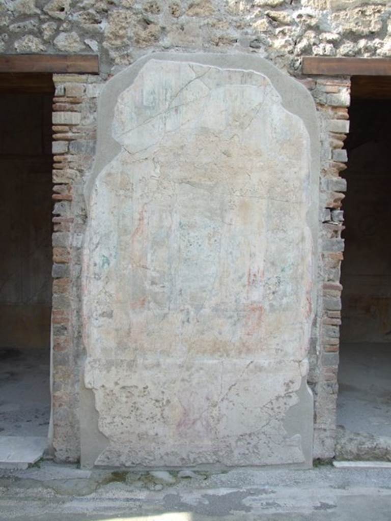 IX.3.5 Pompeii.  March 2009.  Wall in atrium between rooms 4 and 5, with remains of painted decoration.