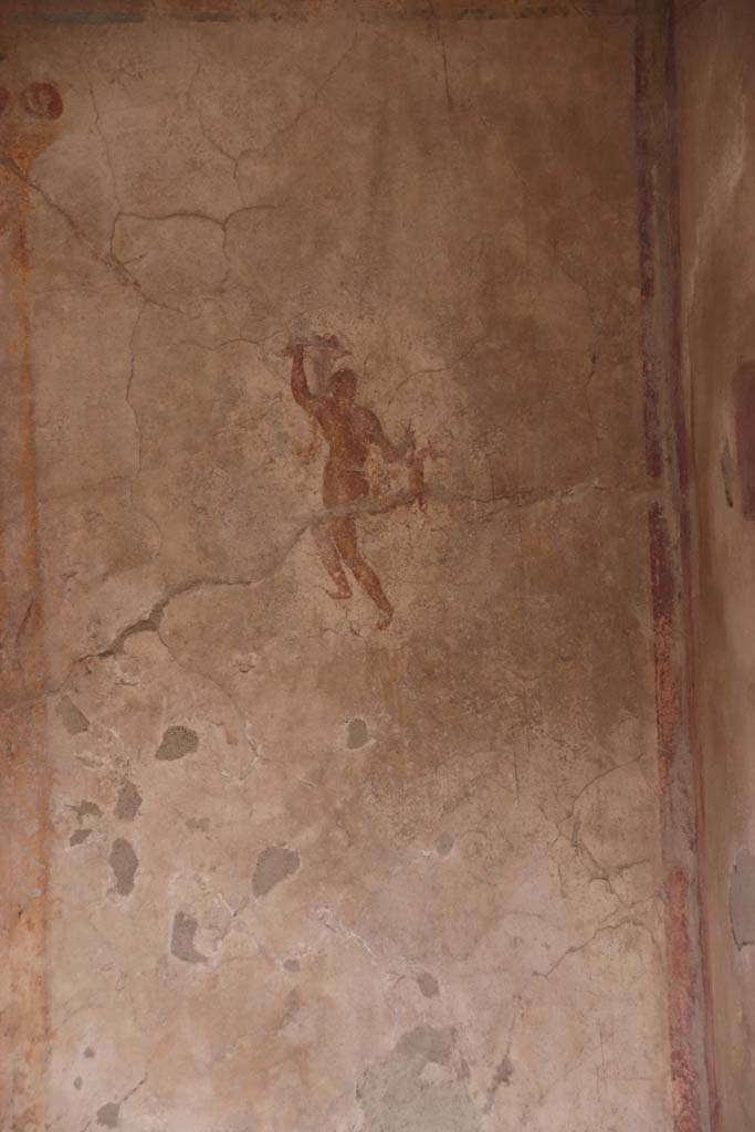 IX.3.5 Pompeii. October 2020. Room 15, painted figure at west end of south wall. Photo courtesy of Klaus Heese. 