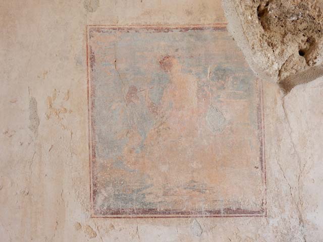 IX.3.5 Pompeii. May 2015. Room 15, central wall painting of Nereid or Galatea, from west wall.   Photo courtesy of Buzz Ferebee.
