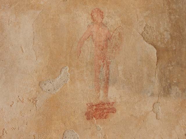 IX.3.5 Pompeii. May 2015. Room 16, painted figure from south side of east wall.  
Photo courtesy of Buzz Ferebee.
