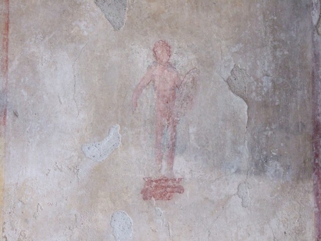 IX.3.5 Pompeii. March 2009. Room 16, painted figure from south side of east wall.  