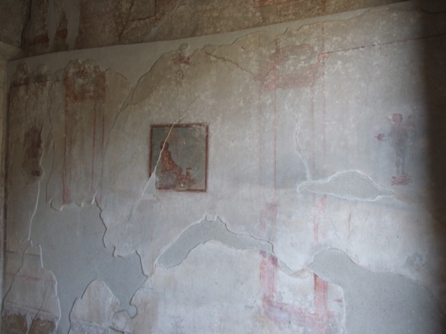 IX.3.5 Pompeii. May 2015. Room 16, painted figure from south side of west wall.
Photo courtesy of Buzz Ferebee.
