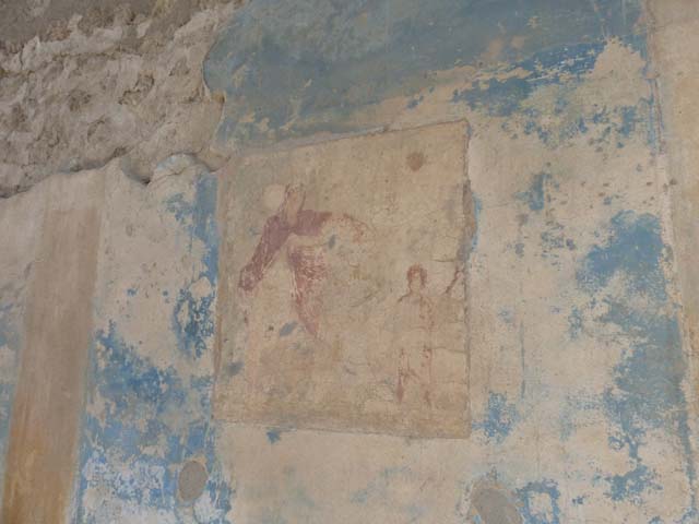 IX.3.5 Pompeii. September 2015. Room 1, south side of entrance fauces, remains of wall painting of female musicians.   This painting led to the house first being called the Casa delle Suonatrici, when it was found in July 1846.
