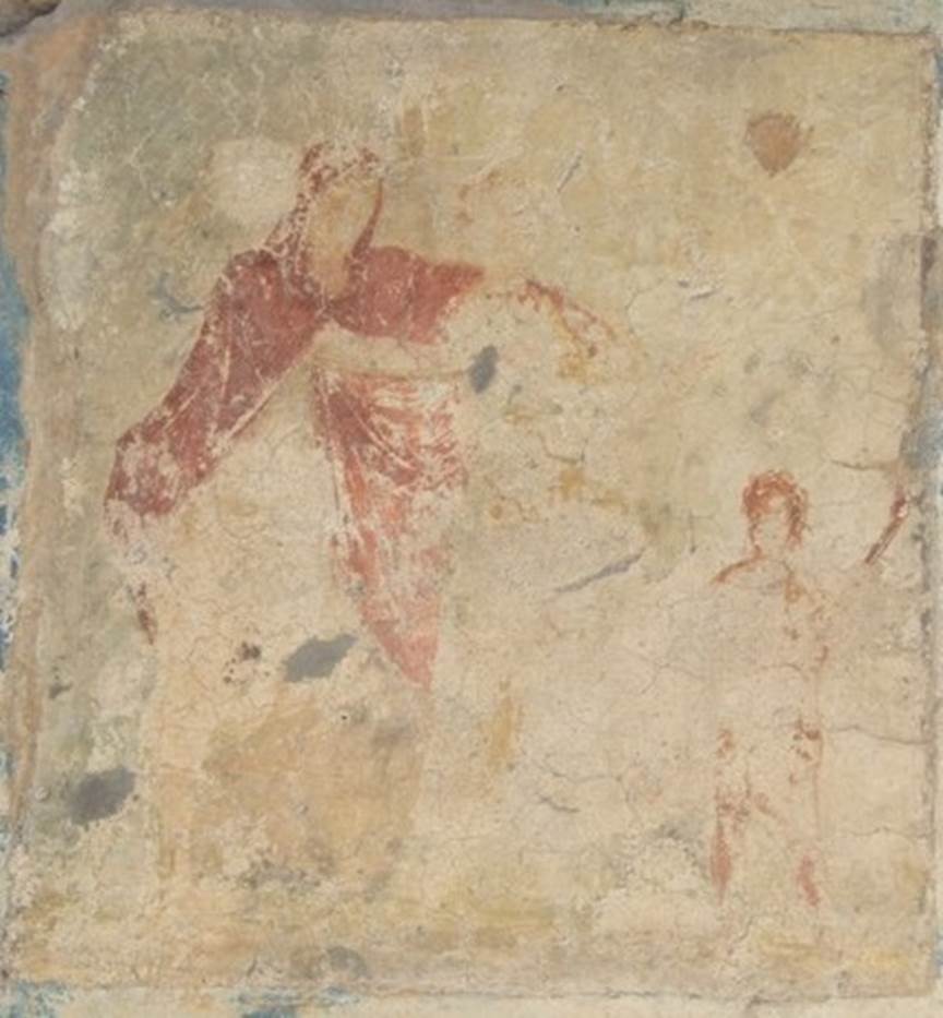IX.3.5 Pompeii.  March 2009.  Room 1. South side of entrance fauces, remains of wall painting of female musicians.  This painting led to the house first being called the Casa delle Suonatrici.