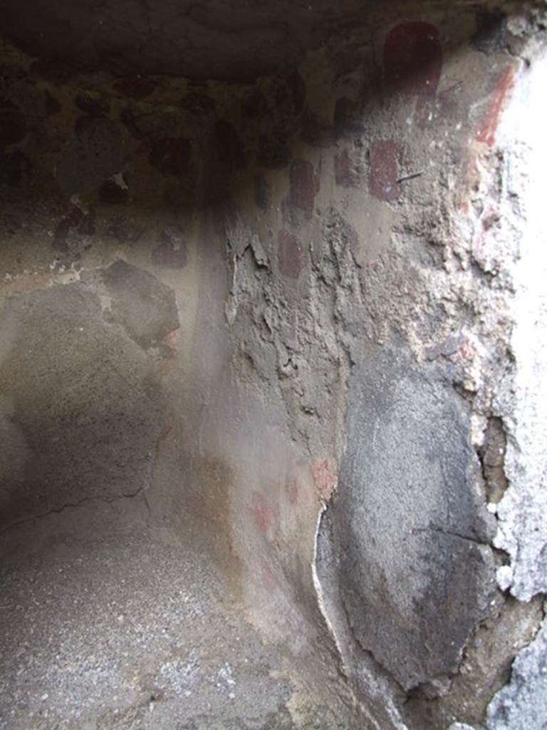 IX.3.15 Pompeii.  March 2009. Room 12.  Niche of Lararium decorated inside with red paintings.  South side.
