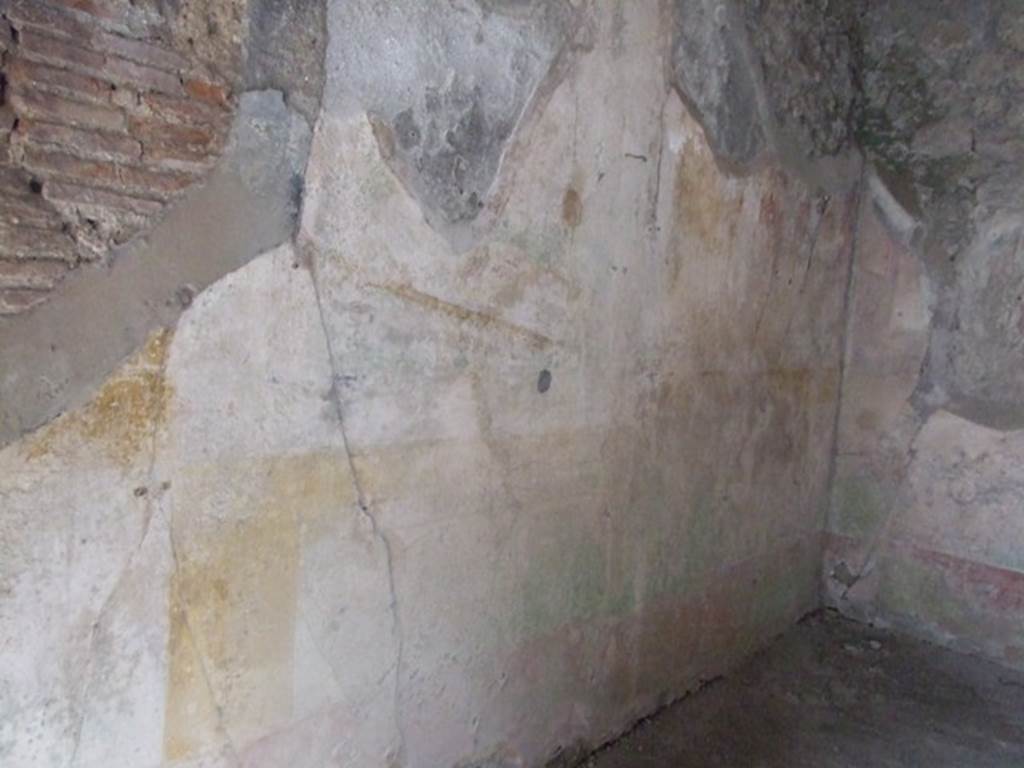 IX.3.19 Pompeii. December 2007. Room 11, east wall of oecus on north-west side of corridor. Remains of wall painting of Bacchus finding Ariadne.

