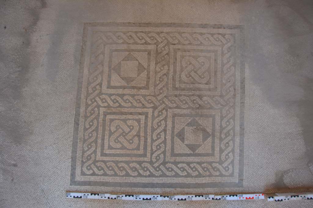 IX.5.6 Pompeii. May 2017. Room i, central emblema in mosaic floor in tablinum, looking south from doorway with atrium.
Foto Christian Beck, ERC Grant 681269 DCOR.
