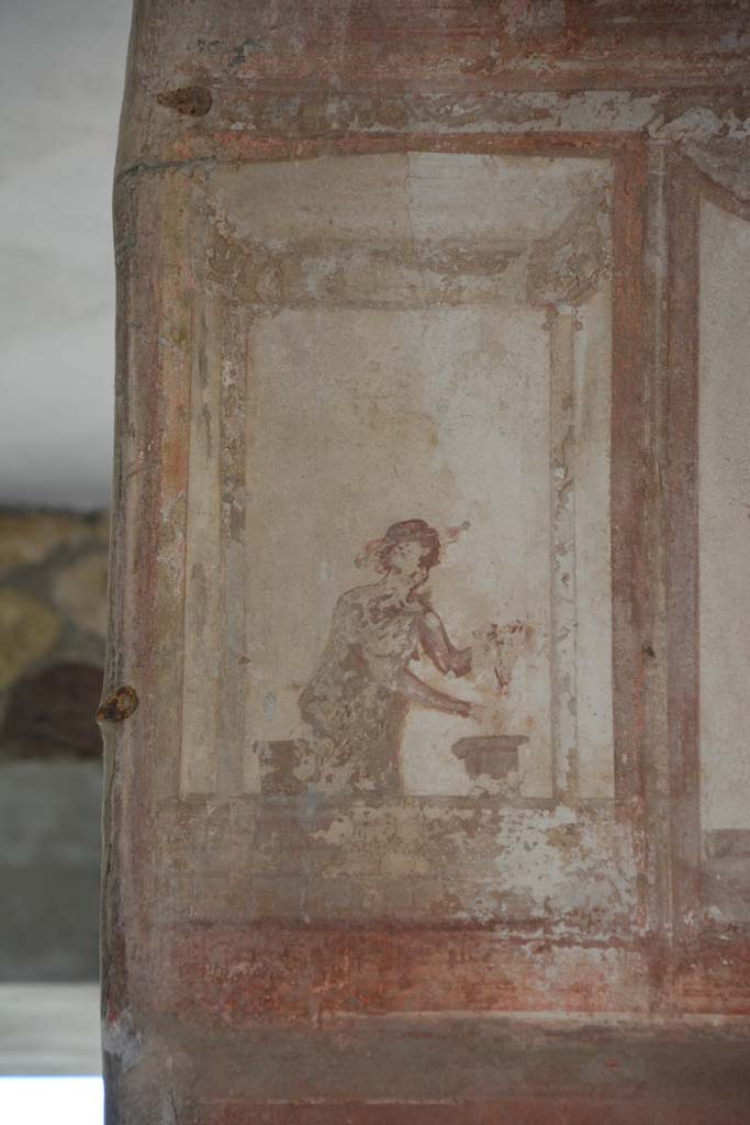 IX.5.6 Pompeii. May 2017. Room i, detail from upper south wall on east side at west end.
Foto Christian Beck, ERC Grant 681269 DCOR.
