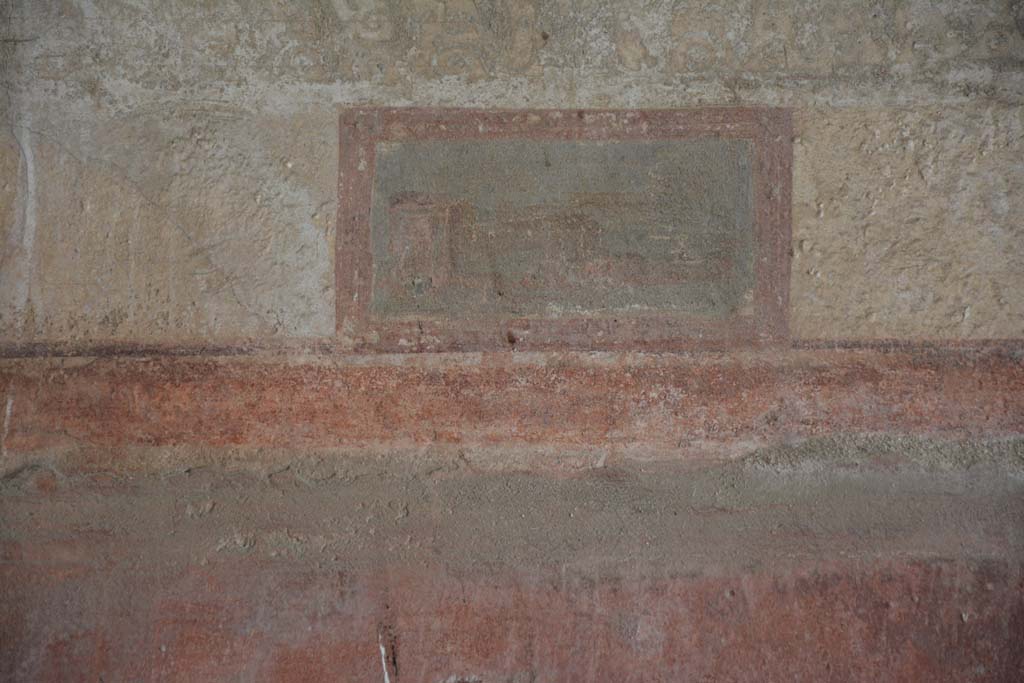 IX.5.6 Pompeii. May 2017. Room i, detail of painted panel on upper west wall at south end.
Foto Christian Beck, ERC Grant 681269 DCOR.
