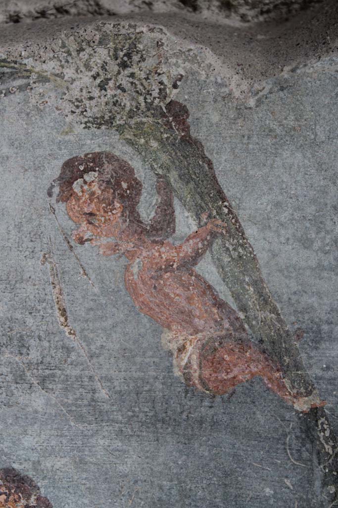 IX.5.9 Pompeii. May 2019. Room l (L), detail of pygmy up a tree. 
Foto Christian Beck, ERC Grant 681269 DCOR.

