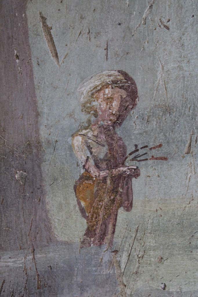 IX.5.9 Pompeii. May 2019. 
Room l (L),  detail of one of the two figures on north wall at west end. 
Foto Christian Beck, ERC Grant 681269 DCOR.
