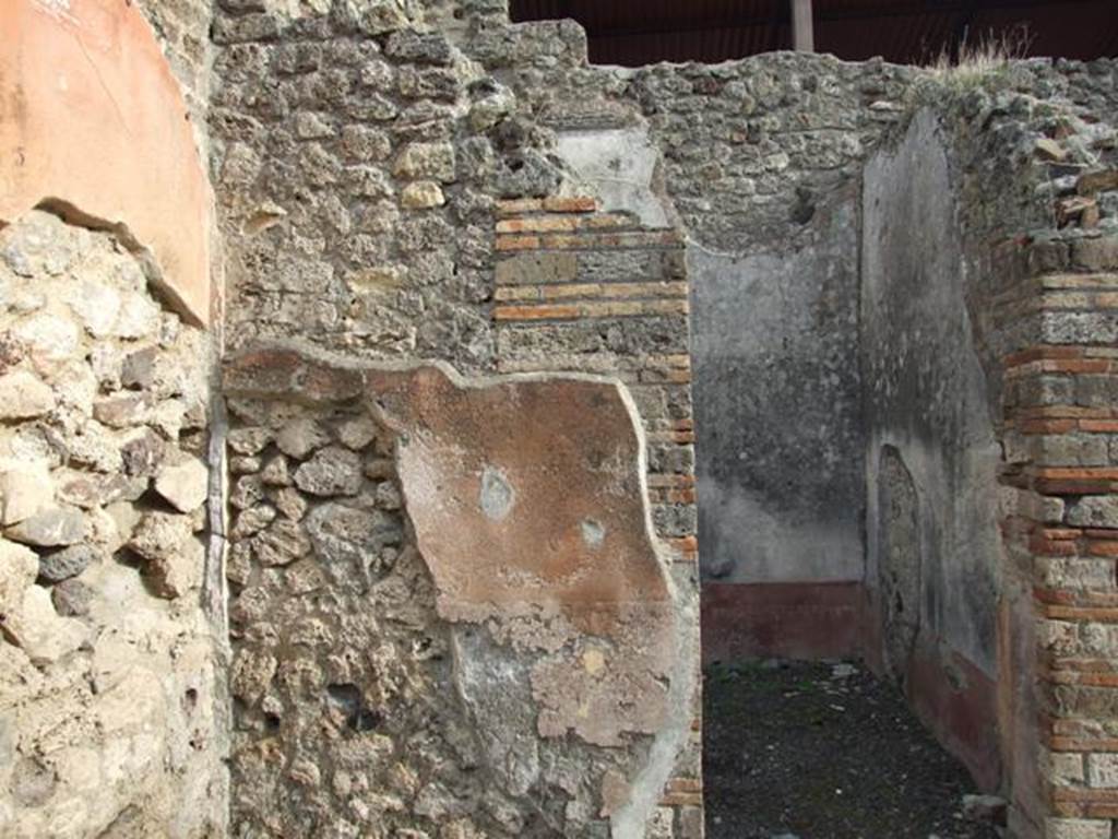 IX.5.9 Pompeii. December 2007. Doorway to room “f”, a cubiculum, and north-east corner of atrium.  

