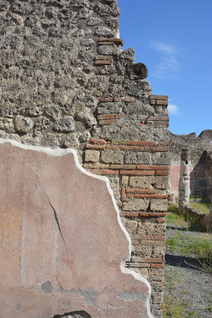 IX.5.9 Pompeii. May 2017. Room g, looking south to pilaster on west end of south wall.
Foto Christian Beck, ERC Grant 681269 DCOR.
