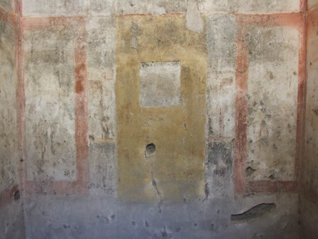 IX.5.11 Pompeii. December 2007. Room 7, west wall of cubiculum. According to Bragantini, the central painting on the west wall was of Narcissus.
See Bragantini, de Vos, Badoni, 1986. Pitture e Pavimenti di Pompei, Parte 3. Rome: ICCD. (p.474)
According to Schefold, the central painting was of Narcissus. 
See Schefold, K., 1962. Vergessenes Pompeji. Bern: Francke. (Fig.176,4)
According to Mau, this painting showed Narcissus, with a Cupid. 
See BdI, 1879, (p. 203,  n.64)
According to Fiorelli, the painting on this wall showed Adonis.
See NdS, 1877, (p.249)
