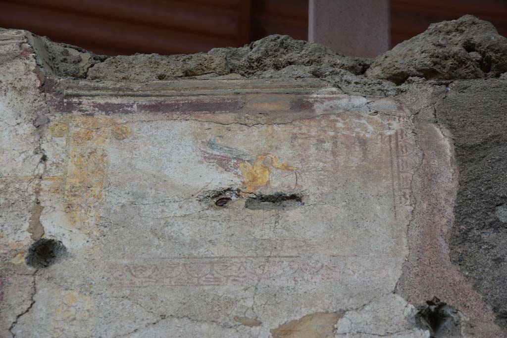 IX.5.11 Pompeii. March 2017. Room i, detail of painted swan and painted decoration from upper centre of west wall.
Foto Christian Beck, ERC Grant 681269 DÉCOR.

