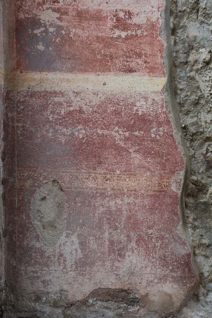 IX.5.11 Pompeii. March 2017. Room I (L), detail of painted decoration from zoccolo on west wall at south end.
Foto Christian Beck, ERC Grant 681269 DÉCOR.
