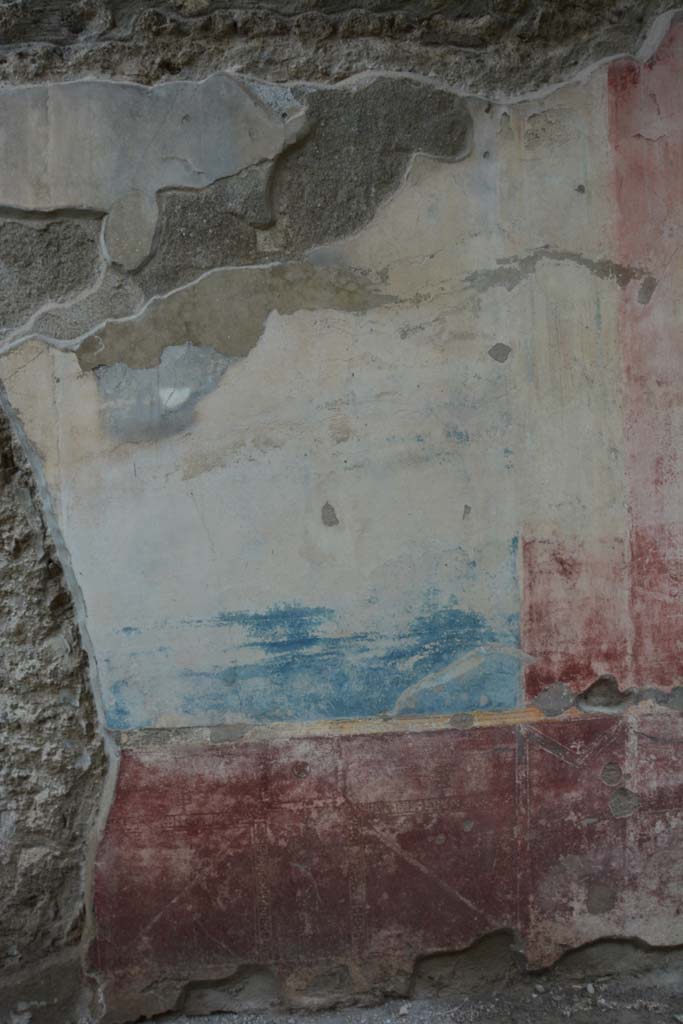 IX.5.11 Pompeii. March 2017. Room I (L), zoccolo below central blue panel on west wall.
Foto Christian Beck, ERC Grant 681269 DÉCOR.
