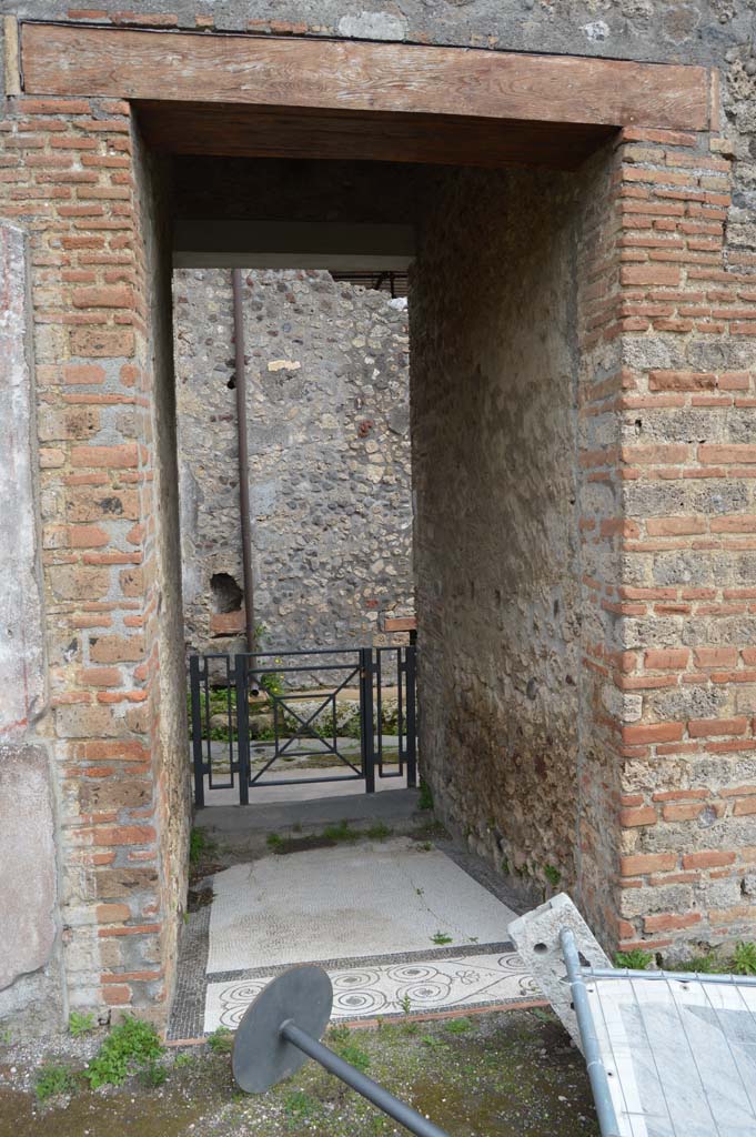 IX.5.14 Pompeii. June 2019.
Looking east across mosaic floor of fauces (room “a”), from atrium towards entrance doorway.
Photo courtesy of Buzz Ferebee.
