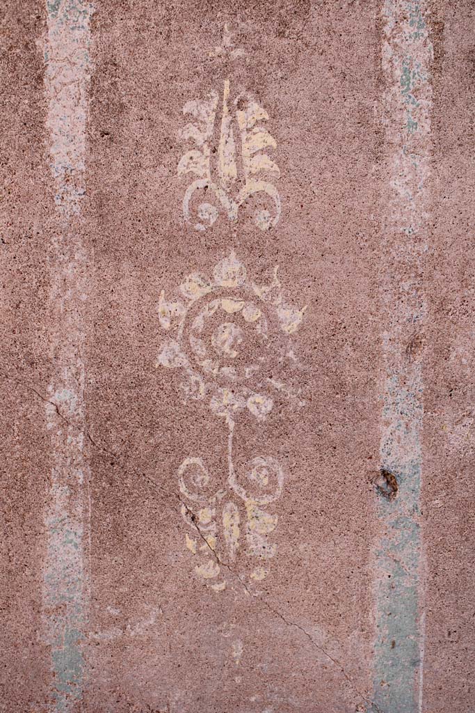 IX.5.14 Pompeii. May 2019. Room “f”, detail of panel on zoccolo on south side of centre panel.
Foto Christian Beck, ERC Grant 681269 DÉCOR.
