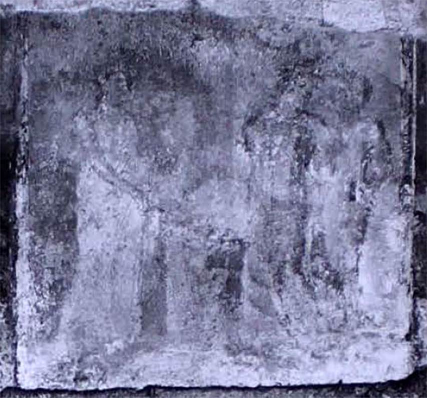 IX.5.14 Pompeii. c.1970. Room “e”, centre of west wall of ala. Painting of Iphigenia, Orestes and Pylades.