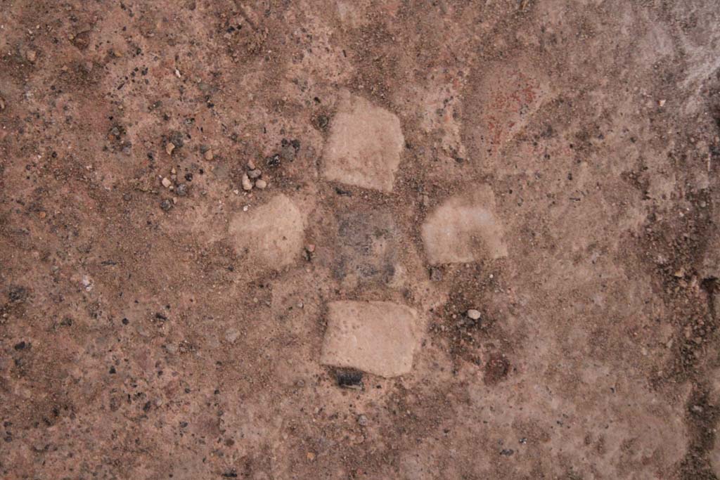 IX.5.14 Pompeii. May 2019. Room “c”, detail of flooring, a cross of four white stones with a central black.
Foto Christian Beck, ERC Grant 681269 DÉCOR.
