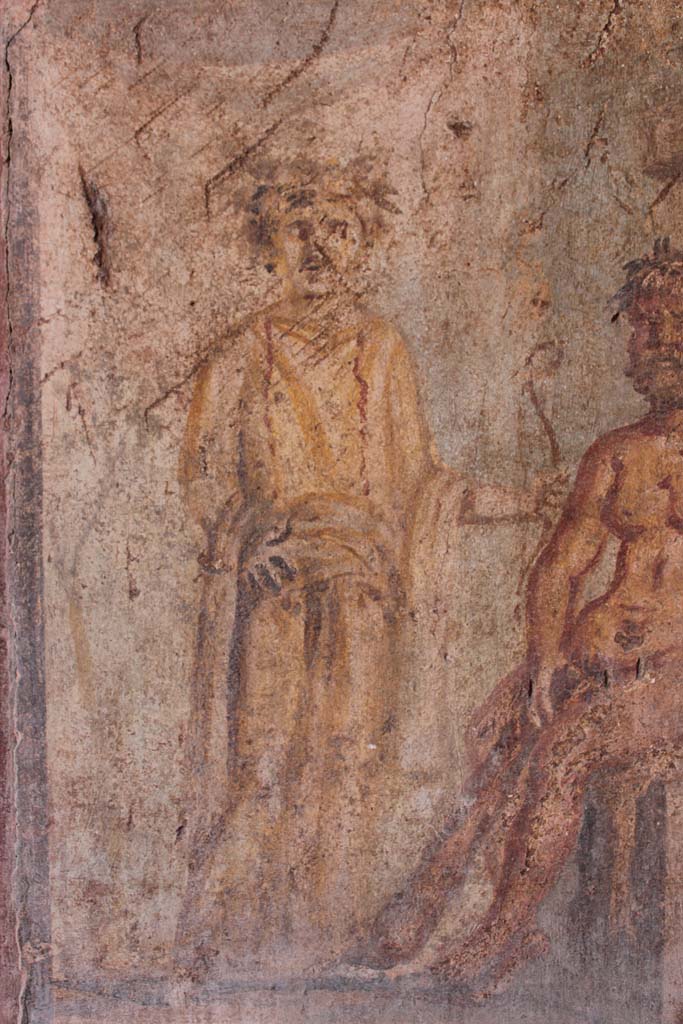 IX.5.14 Pompeii. May 2019. Room “g”, detail of Omphale from painting on north wall. 
Foto Christian Beck, ERC Grant 681269 DÉCOR.
