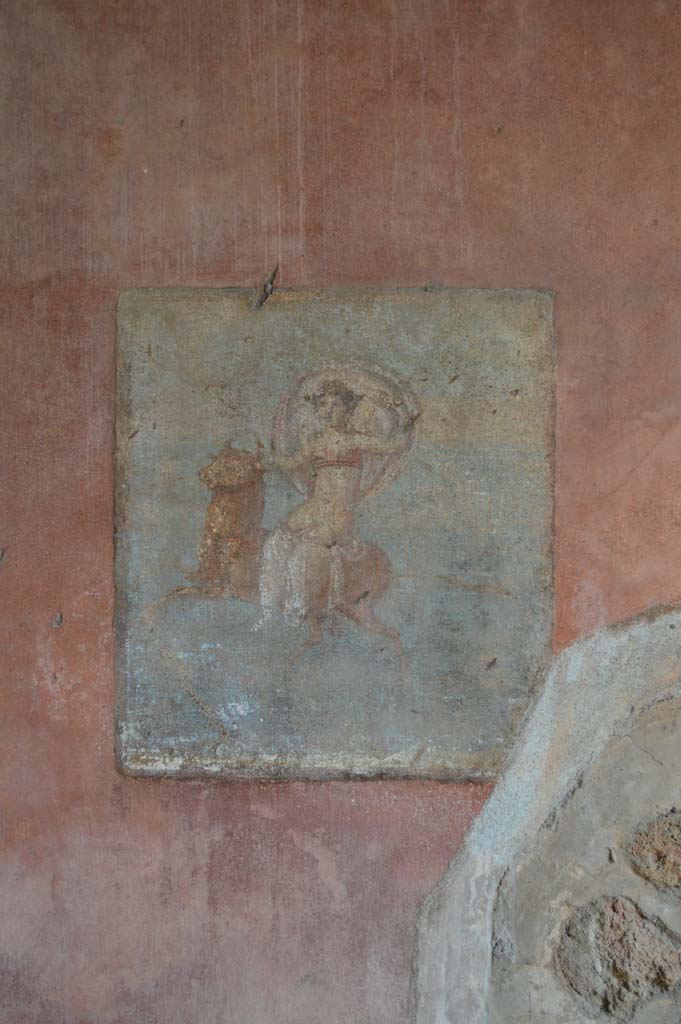 IX.5.14 Pompeii. March 2018. Cubiculum “g”, south wall, painting of Europa on side of bull.
Foto Taylor Lauritsen, ERC Grant 681269 DÉCOR.
