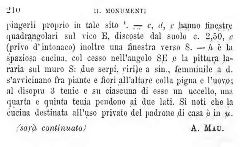 IX.5.16 Pompeii. Extract from BdI, 1879, p. 210. See also pp. 193-210.
