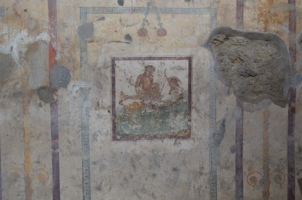 IX.5.16 Pompeii. March 2018. Cubiculum f’, detail of central painting on west wall.
Foto Taylor Lauritsen, ERC Grant 681269 DÉCOR.

