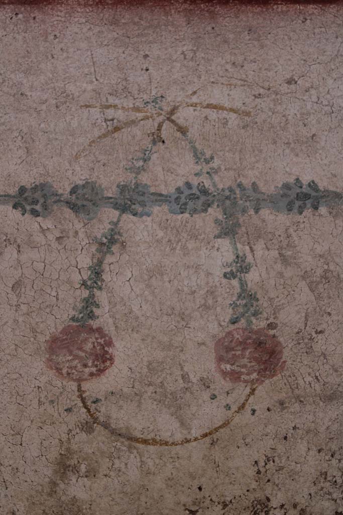 IX.5.16 Pompeii. May 2019. Room f’, detail from above painting at east end of north wall.
Foto Christian Beck, ERC Grant 681269 DÉCOR.
