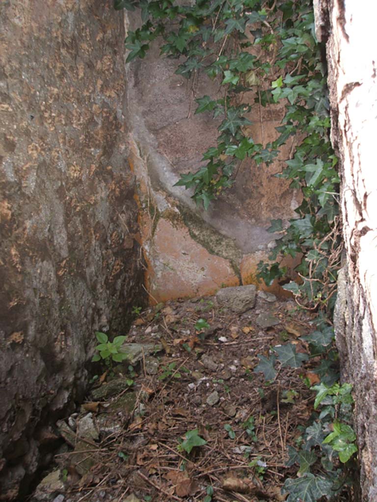 IX.6.g Pompeii. May 2005. Looking south in small room “i” on east of entrance corridor, stairs with latrine?