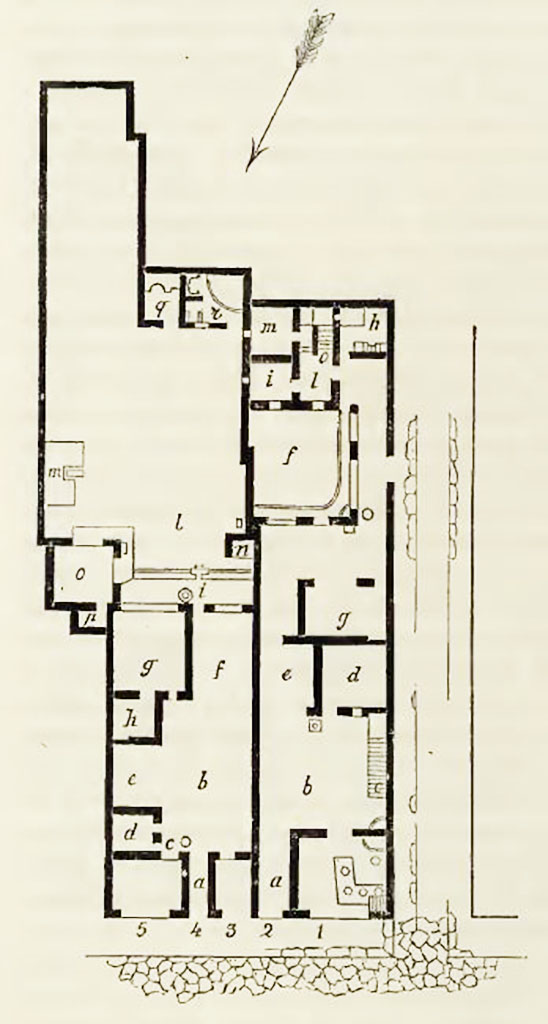 IX.9.1 Pompeii. 1888 plan. 
The plan also shows IX.9.2 and side entrance IX.9.a (not numbered).
See Notizie degli Scavi di Antichità, 1888, where it is referred to as IX.7., p.514.
