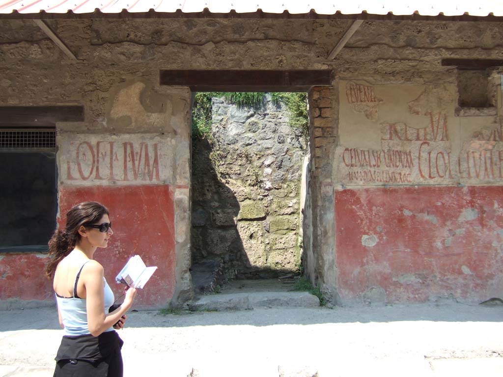 IX.11.3 and IX.11.4 Pompeii. Graffiti between entrances 3 and 4.