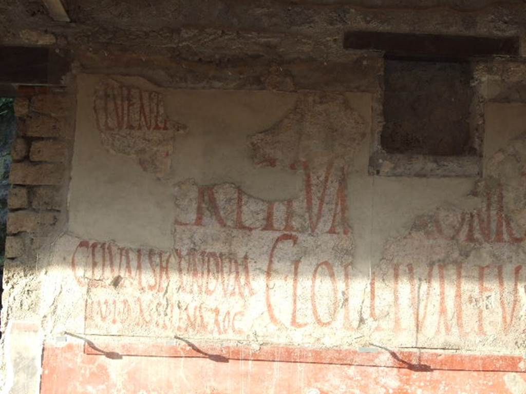 IX.11.3 and IX.11.4 Pompeii. Graffiti between entrances 3 and 4, but to the west of IX.11.4. Fuscum  aed(ilem)  o(ro)  v(os)  f(aciatis)       [CIL IV 7876]
