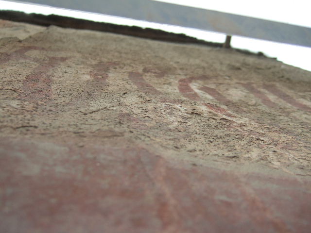 IX.11.7 Pompeii. December 2007. Graffiti on front wall between IX.11.7 and IX.11.8. -   Fuscum  aed(ilem)       [CIL IV 7887]
