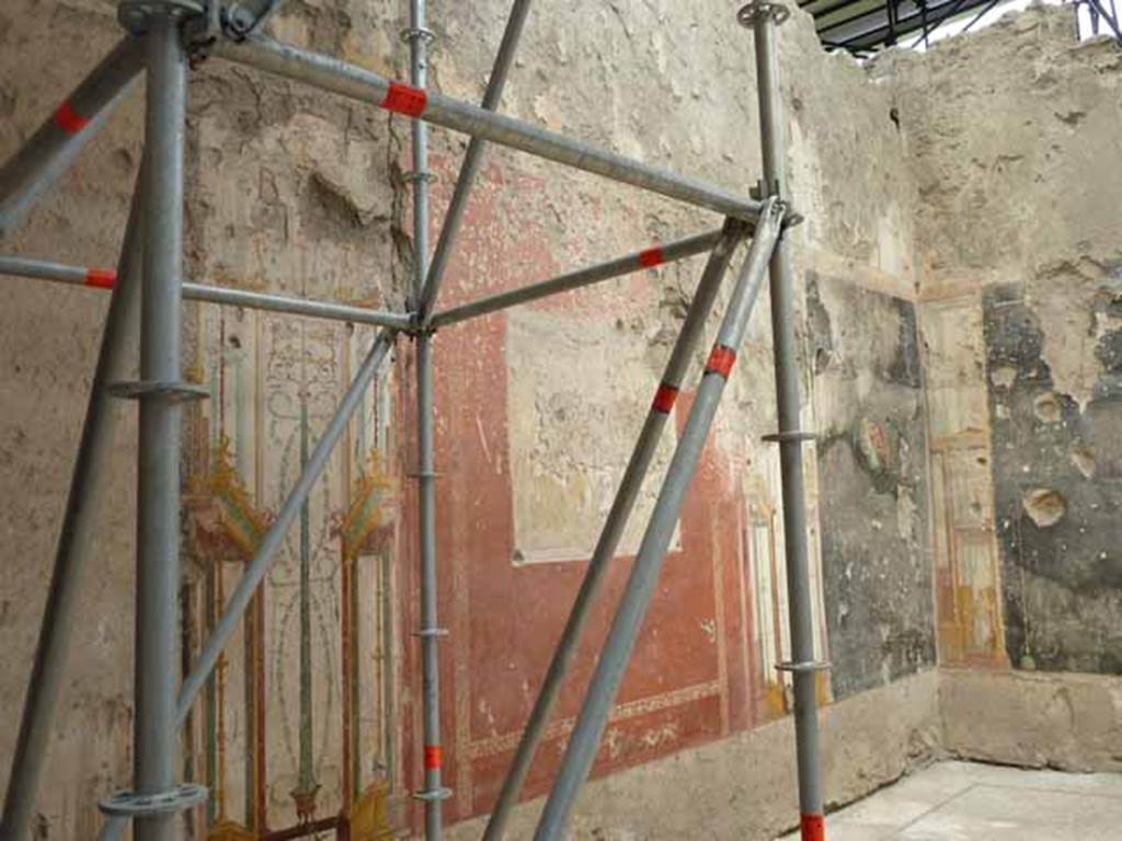 IX.12.9 Pompeii. May 2010. Room 16, north wall with centre panel unfinished.