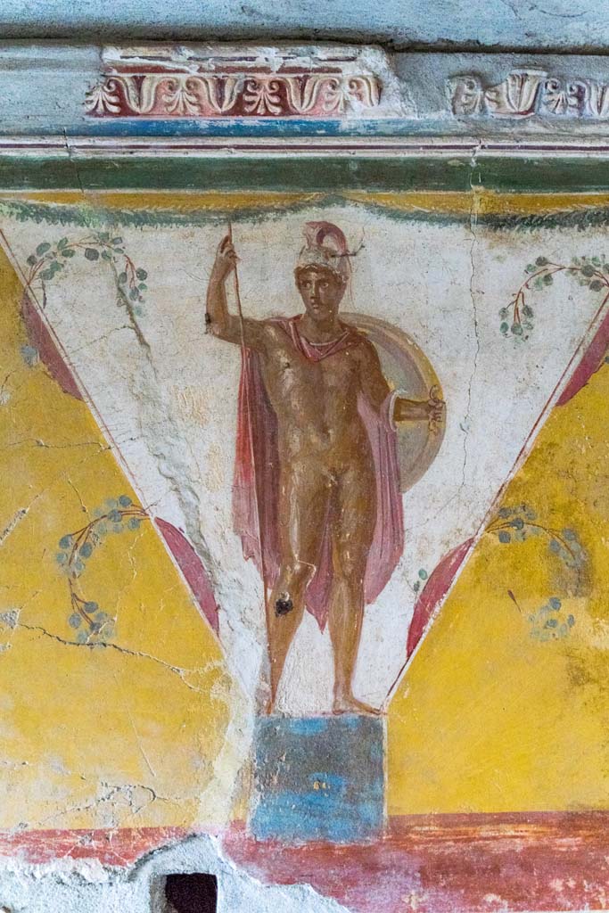IX.13.1-3 Pompeii. October 2021. 
Room 17, painted figure on upper east wall. Photo courtesy of Johannes Eber.
