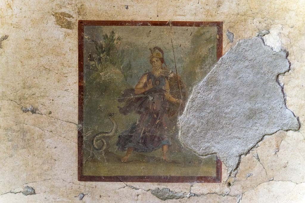 IX.13.1-3 Pompeii. October 2021. Room 17, wall painting from centre of west wall. Photo courtesy of Johannes Eber.