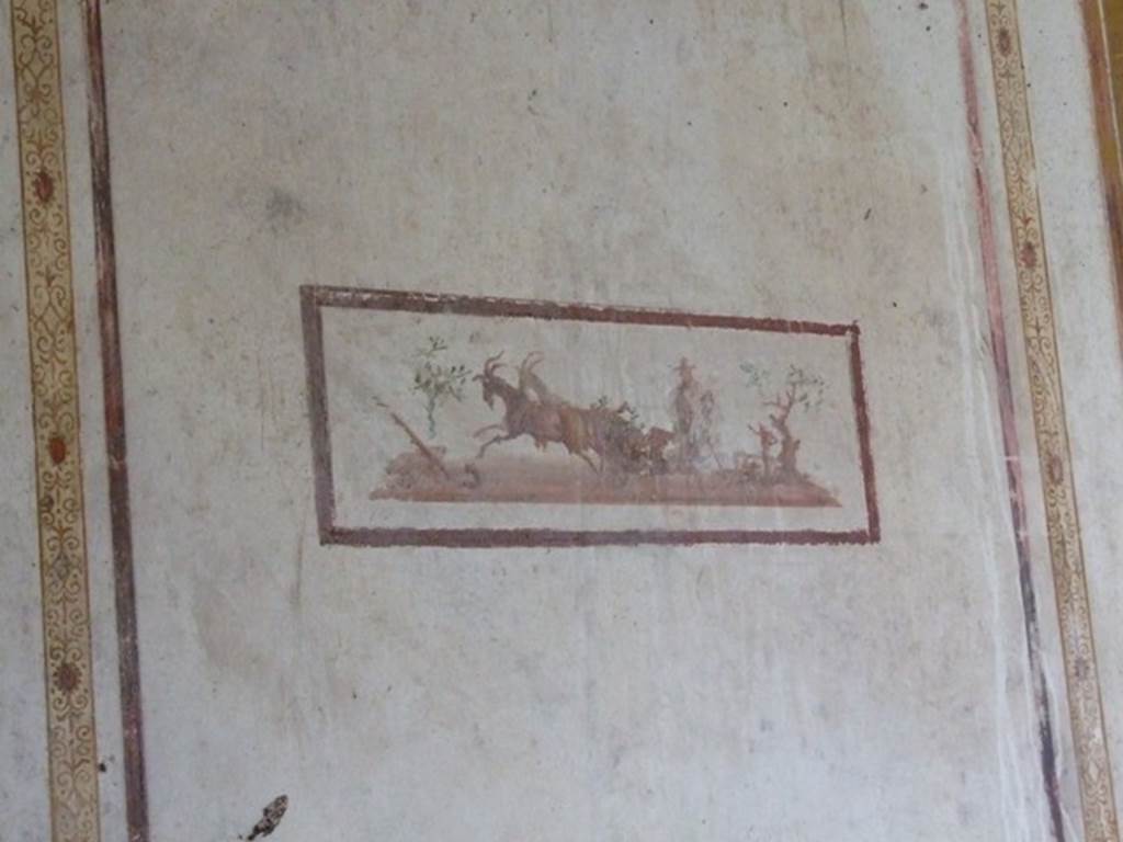 IX.13.1-3 Pompeii. March 2009. Room 11, east wall. Painted panel with goats pulling a cart. 
