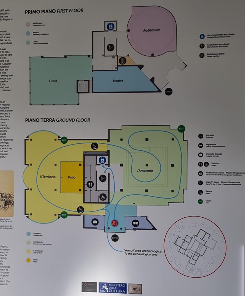 Villa Regina, Boscoreale. December 2023. Plan of the Antiquarium. Photo courtesy of Miriam Colomer.